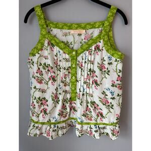 La Cera Womens Cottagecore Tank Floral Print Size small